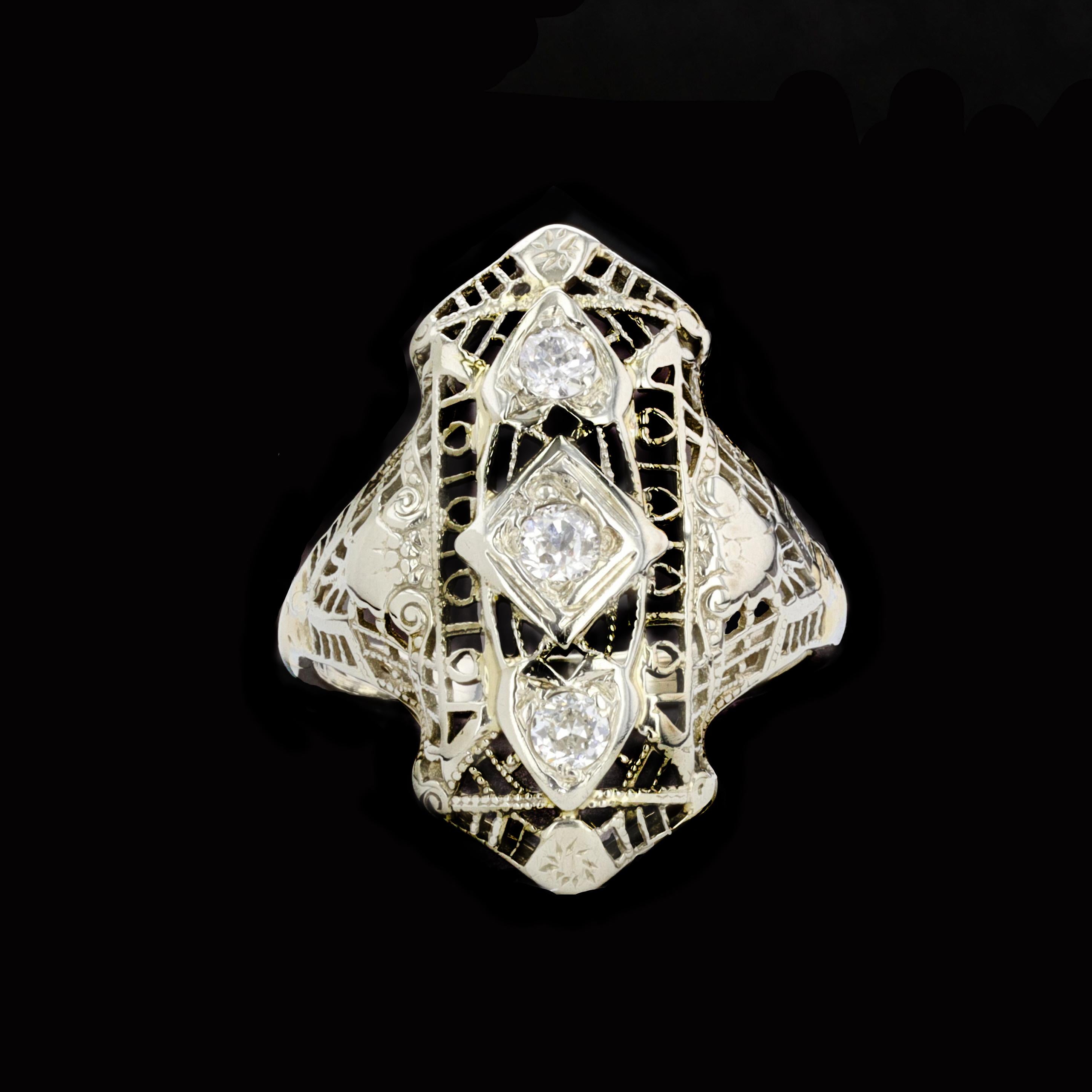 Art Deco Old Mine Cut Diamantring Damen