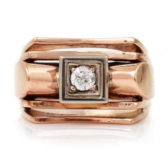 Art Deco Old Mine Cut Diamond Tank Ring, Circa 1940