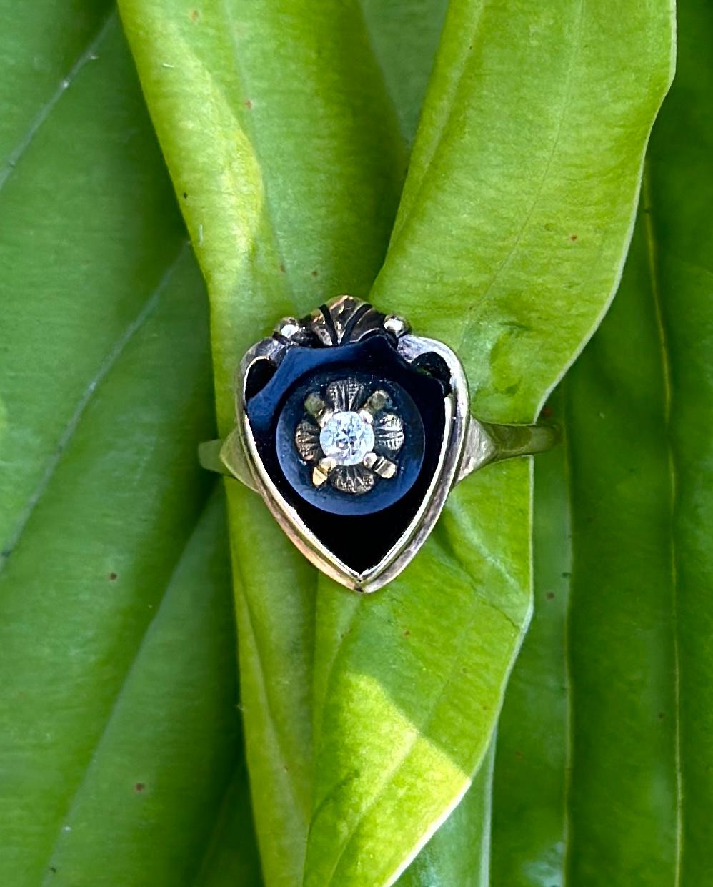 heart shaped black onyx ring