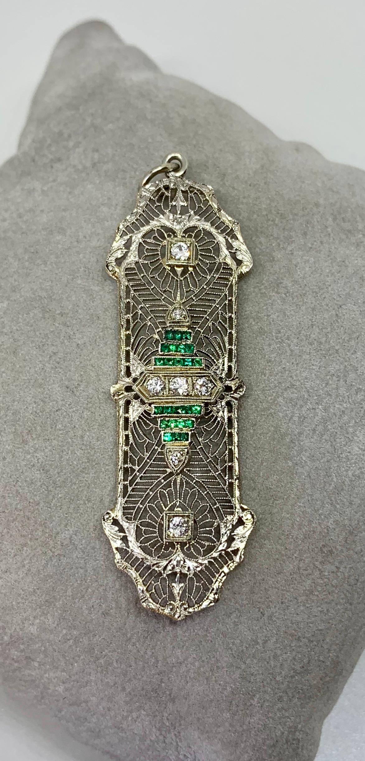 art deco emerald pendant