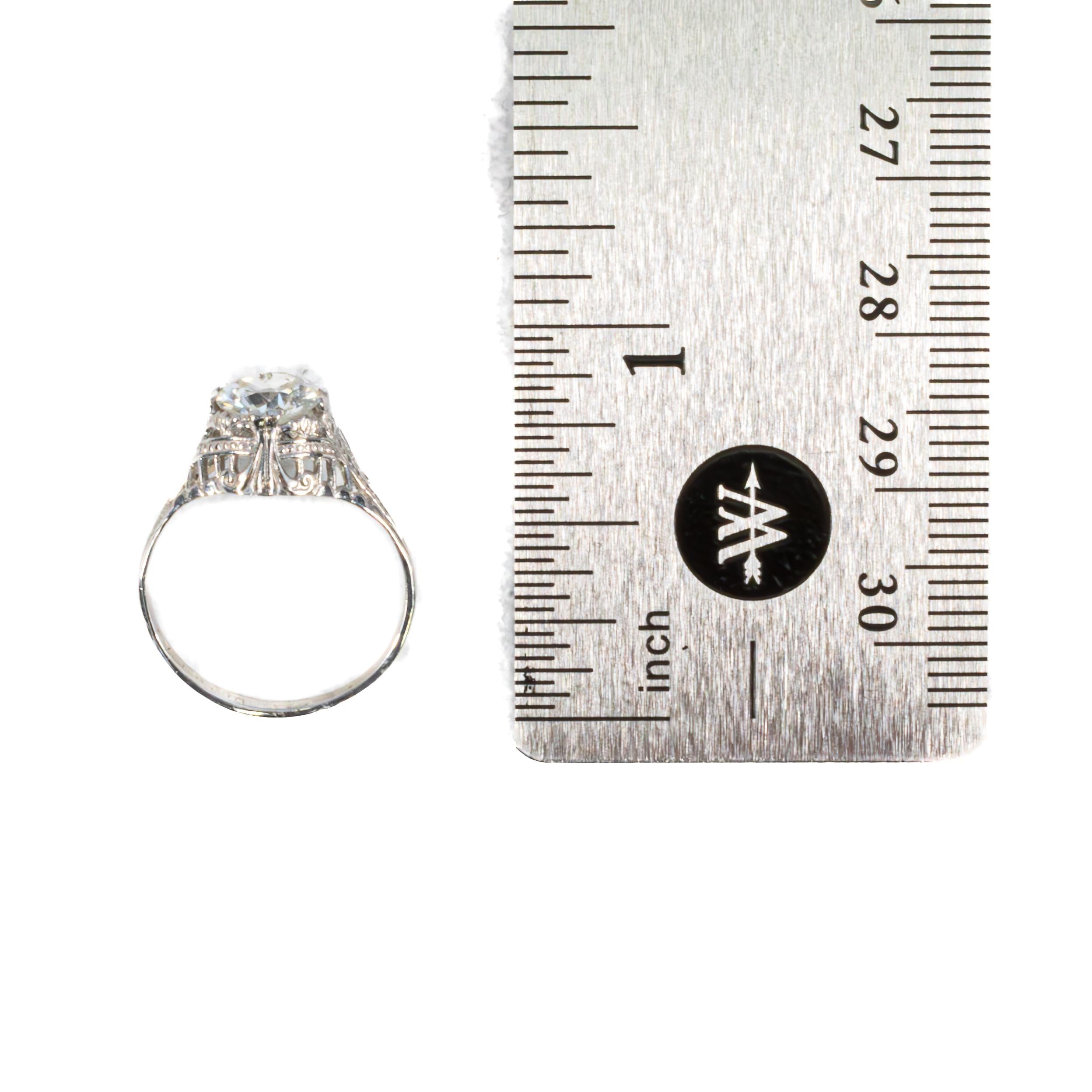 Old Mine Cut Art Deco Old Mine Diamond Engagement Platinum Ring For Sale