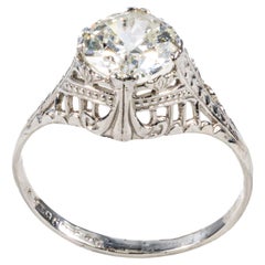 Art Deco Alte Mine Diamant Verlobungsring aus Platin