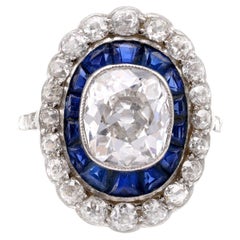 Art Deco Alte Mine Diamant Platin Verlobungsring