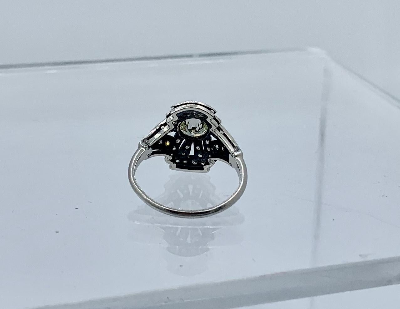 Art Deco Old Mine Diamond Platinum Ring Wedding Engagement Ring Cocktail For Sale 10