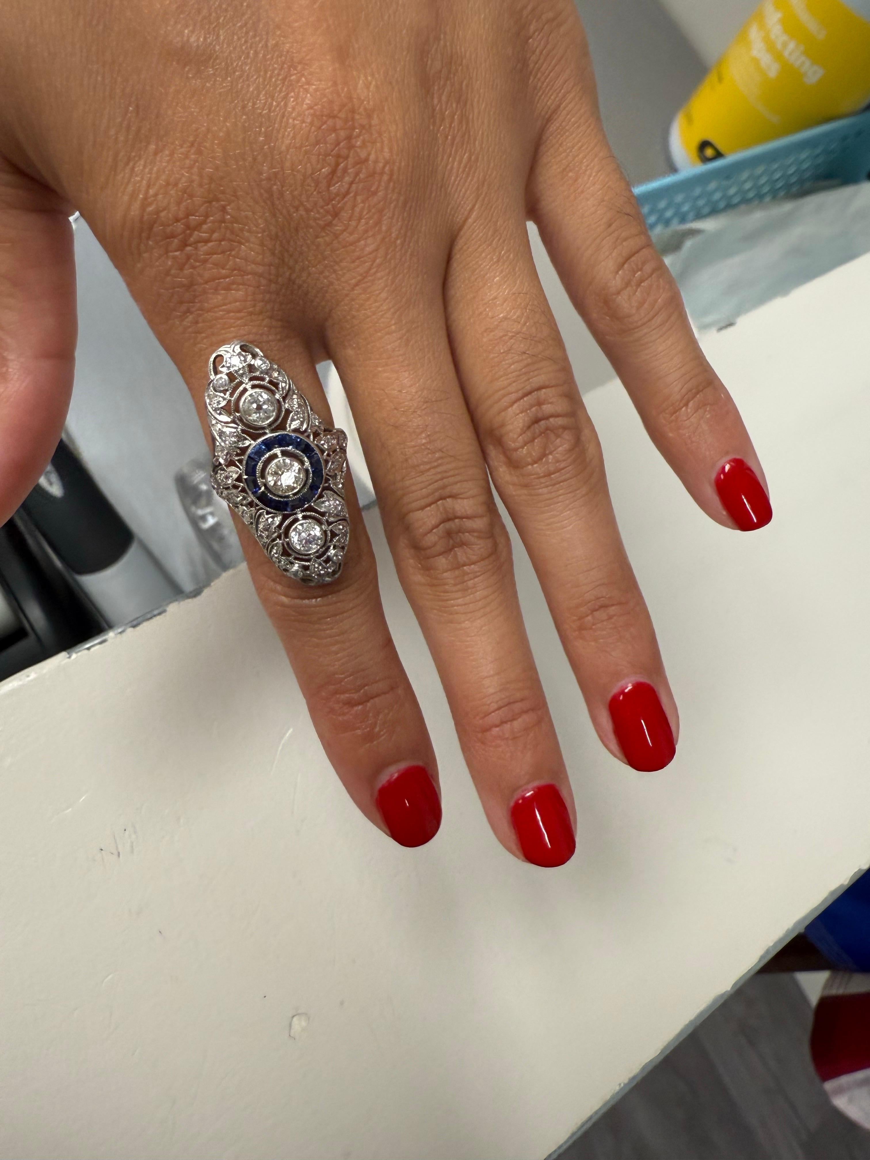 Bague Art déco en diamant ancienne mine Unisexe en vente