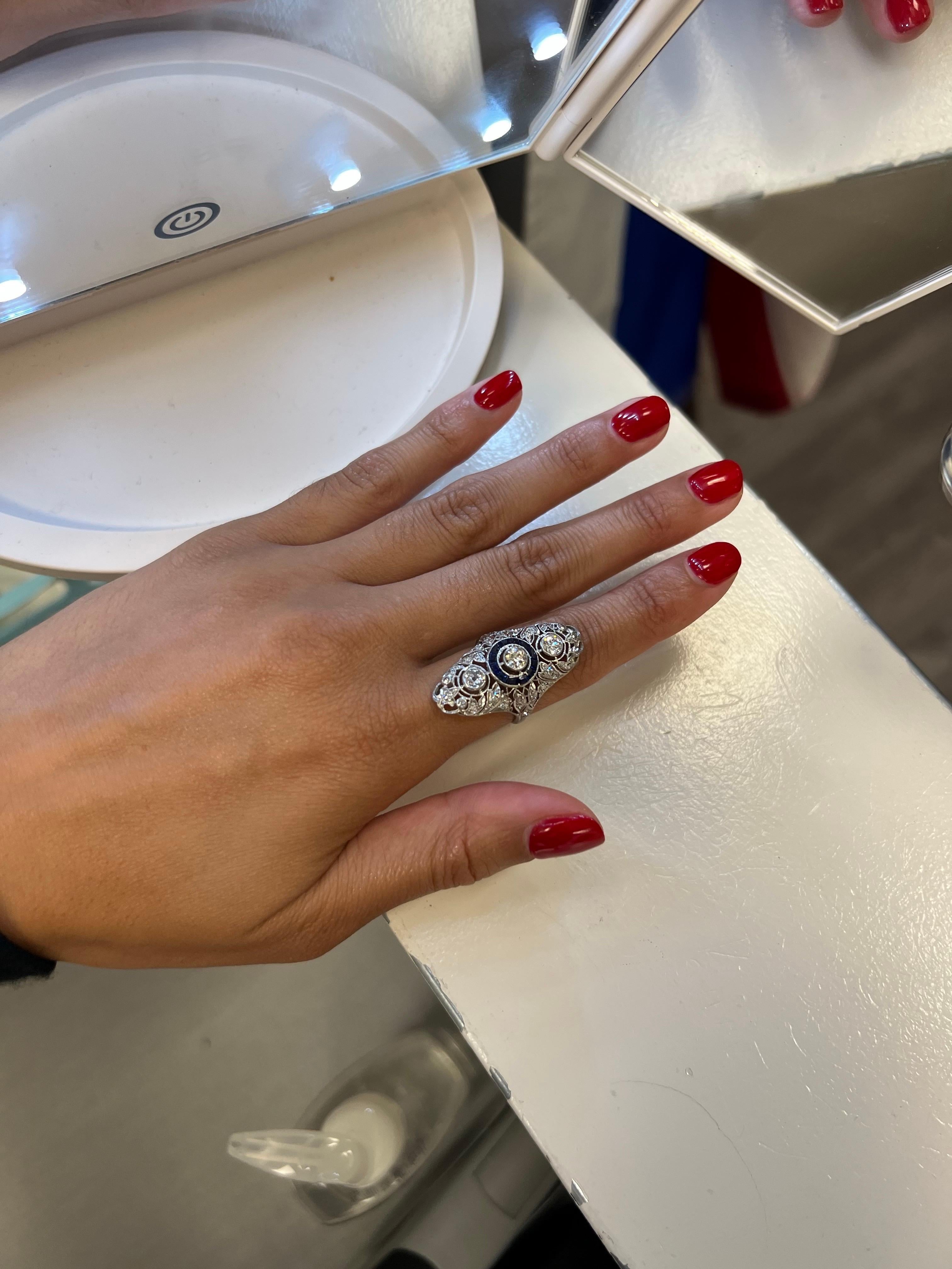 Bague Art déco en diamant ancienne mine en vente 2