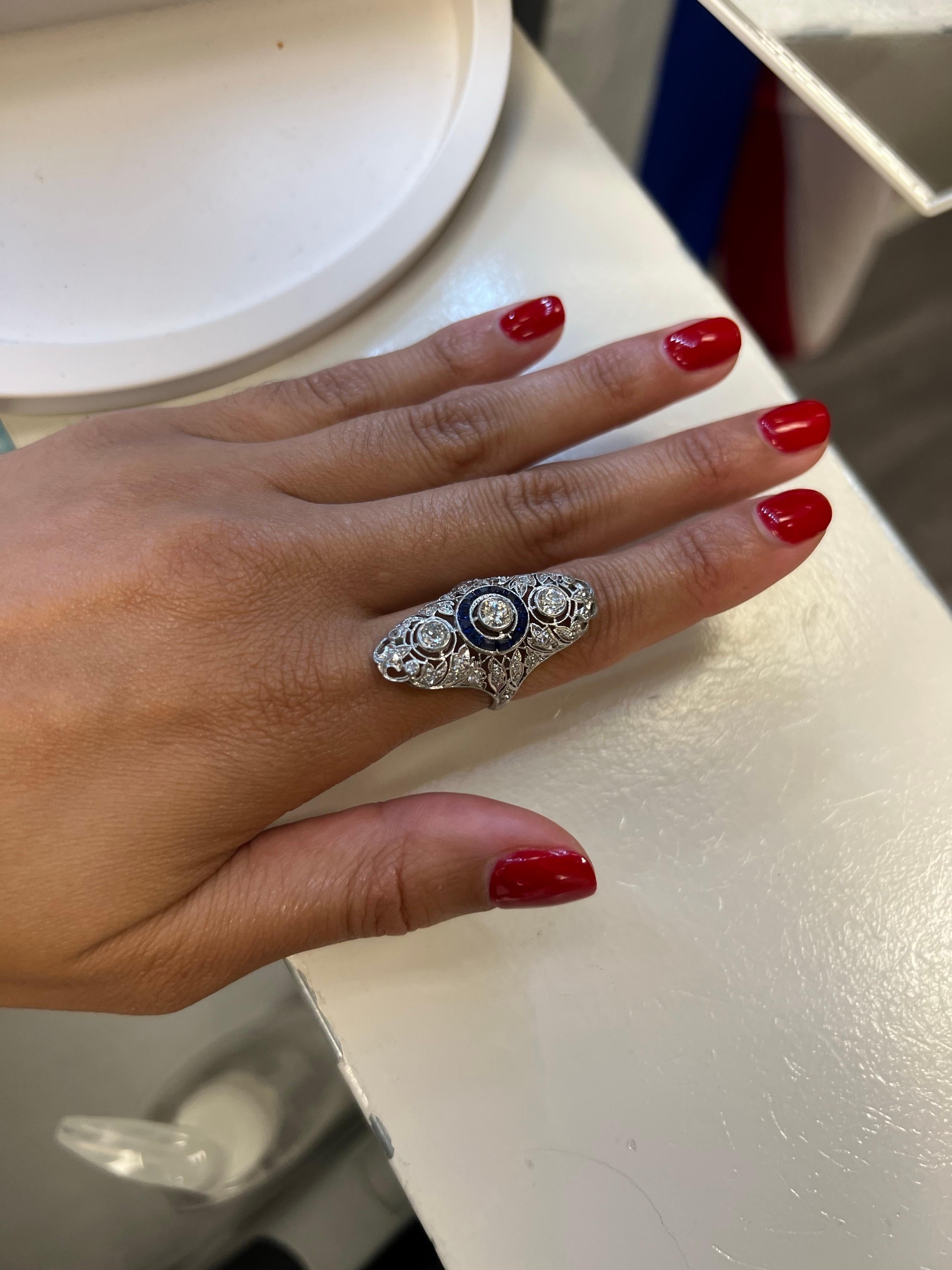 Bague Art déco en diamant ancienne mine en vente 3