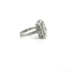 Art Deco Old Mine Diamonds Geometric Platinum Ring