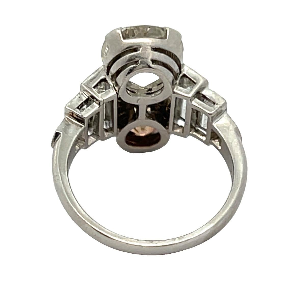 Art Deco Old Mine White & Champagne Diamond You and Me Ring For Sale 2