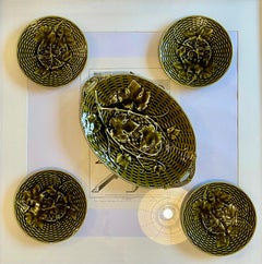Art Deco Olive Green Serving Dish Set by Sarreguemines, 1920, France