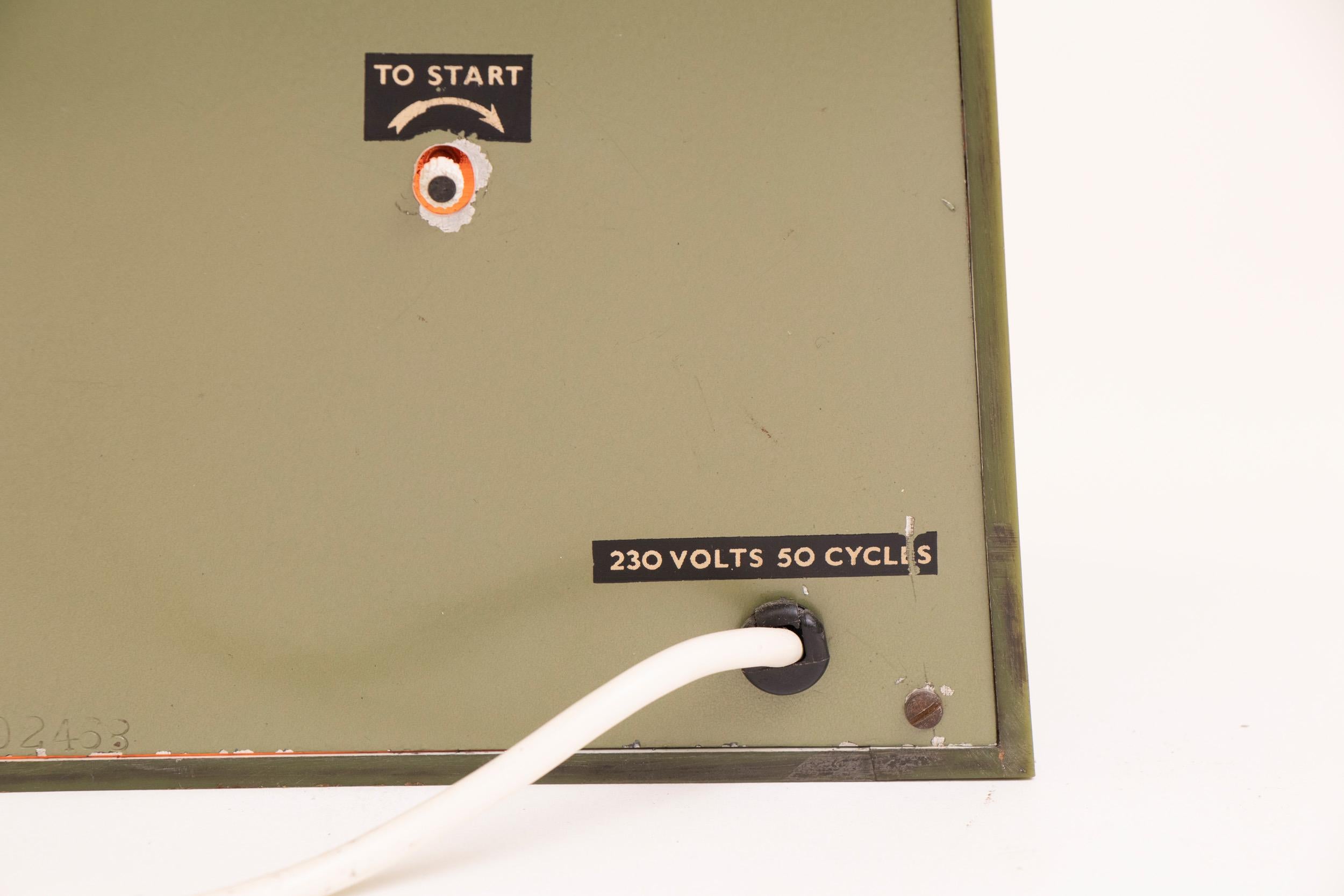 British Art Deco Olive Green Vitascope Clock with Original Operational Instructions