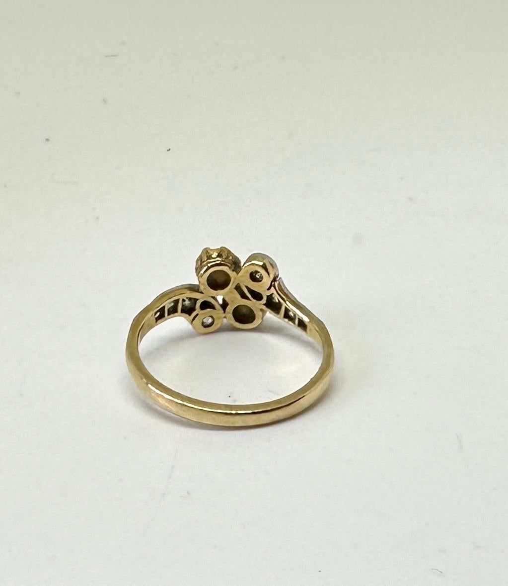 Art Deco OMC Diamond Pearl Platinum Ring Antique Wedding Engagement Ring For Sale 4