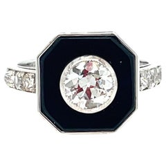 Art Deco Onyx 1.05 Carat Diamond Gold Ring Art Deco Onyx 1.05 Carat Diamond Gold Ring