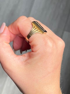 Art Deco Onyx and 9 Carat Gold 'P' Initial Ring