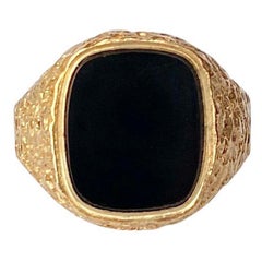 swarovski stone signet ring Art Deco Onyx and 9 Carat Gold Signet Ring
