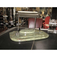 Art Deco Onyx and Brushed Nickel Desk Set