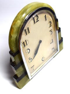 Reloj Art Decó de ónice y cromo de 8 días