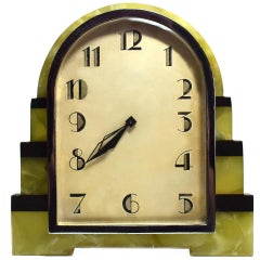 Art Deco Onyx and Chrome 8 Day Clock