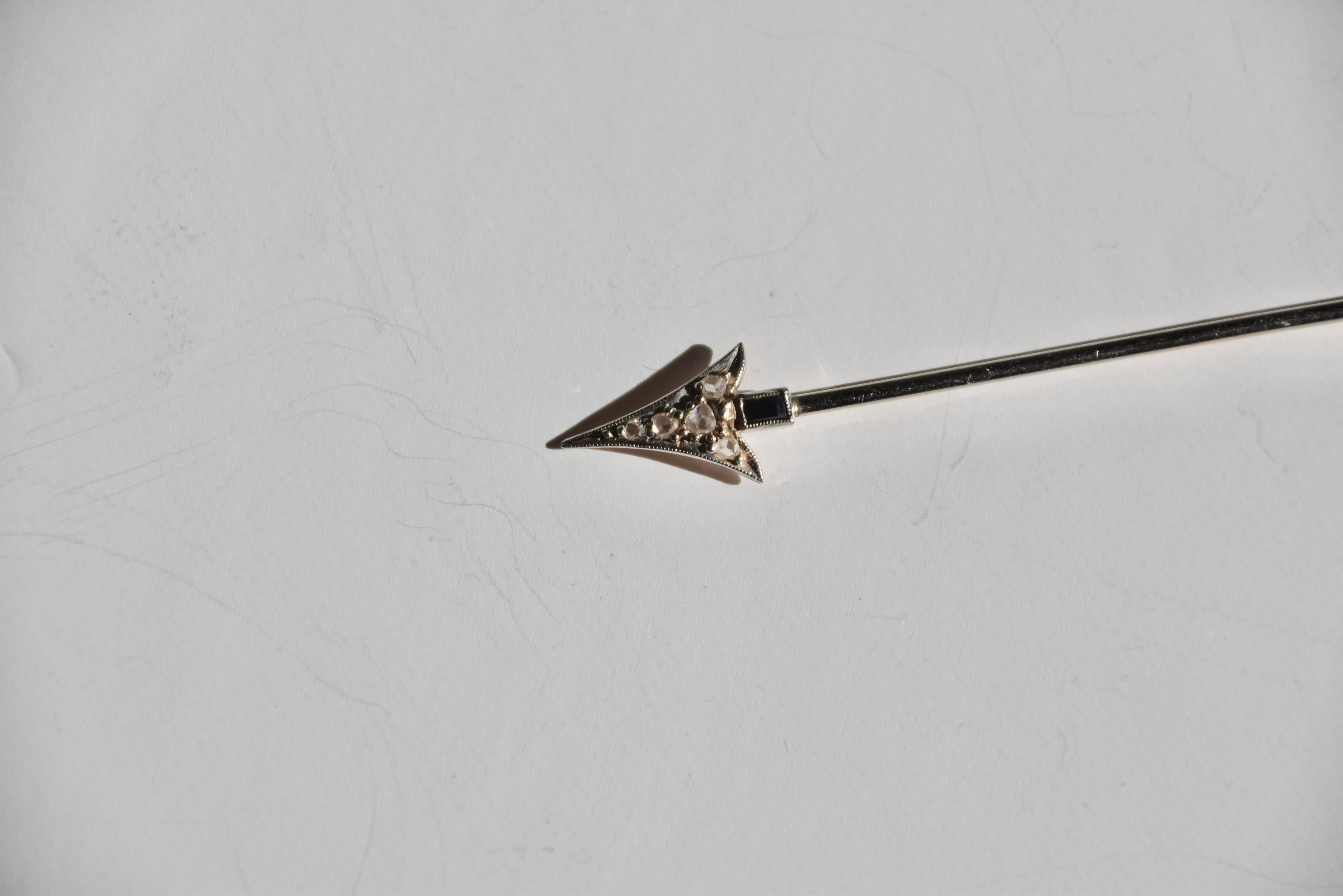 Broche Arrow en onyx et diamants Art déco en vente 2