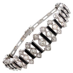 Art Deco Onyx and Diamond Bracelet
