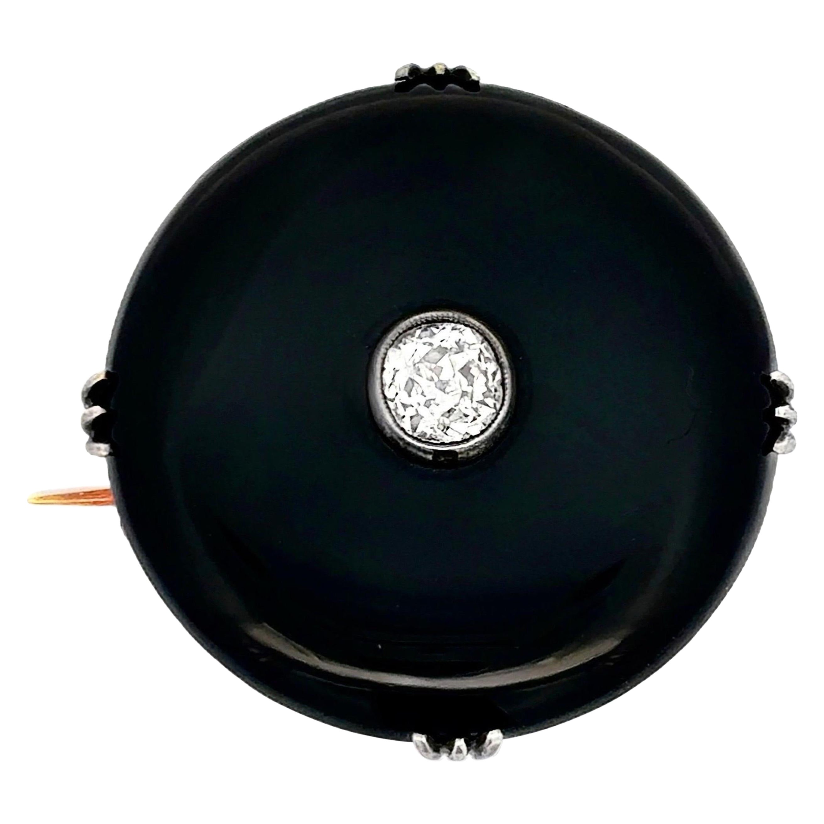 Art Deco Onyx und Diamant Brosche
