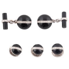 Art Deco Onyx and Diamond Dress Set