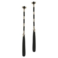 Art Deco Onyx and Diamond Earrings