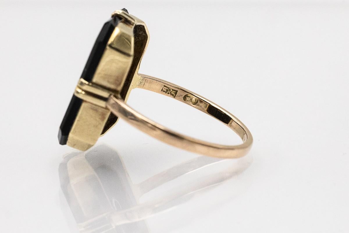 Anillo Art Déco de ónice y diamantes, Austria, años veinte. Corte europeo antiguo en venta