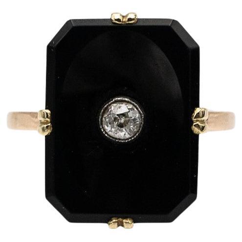 Art Deco onyx and diamond ring, Austria, 1920s.