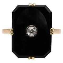 Bague Art déco en onyx et diamants, Autriche, années 1920