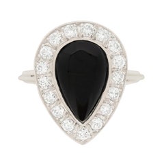 Art Deco Onyx and Diamond Ring, circa 1940s