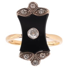 Anillo Art Decó de ónice y diamantes
