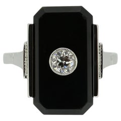 Used Art Deco Onyx and Diamond Ring