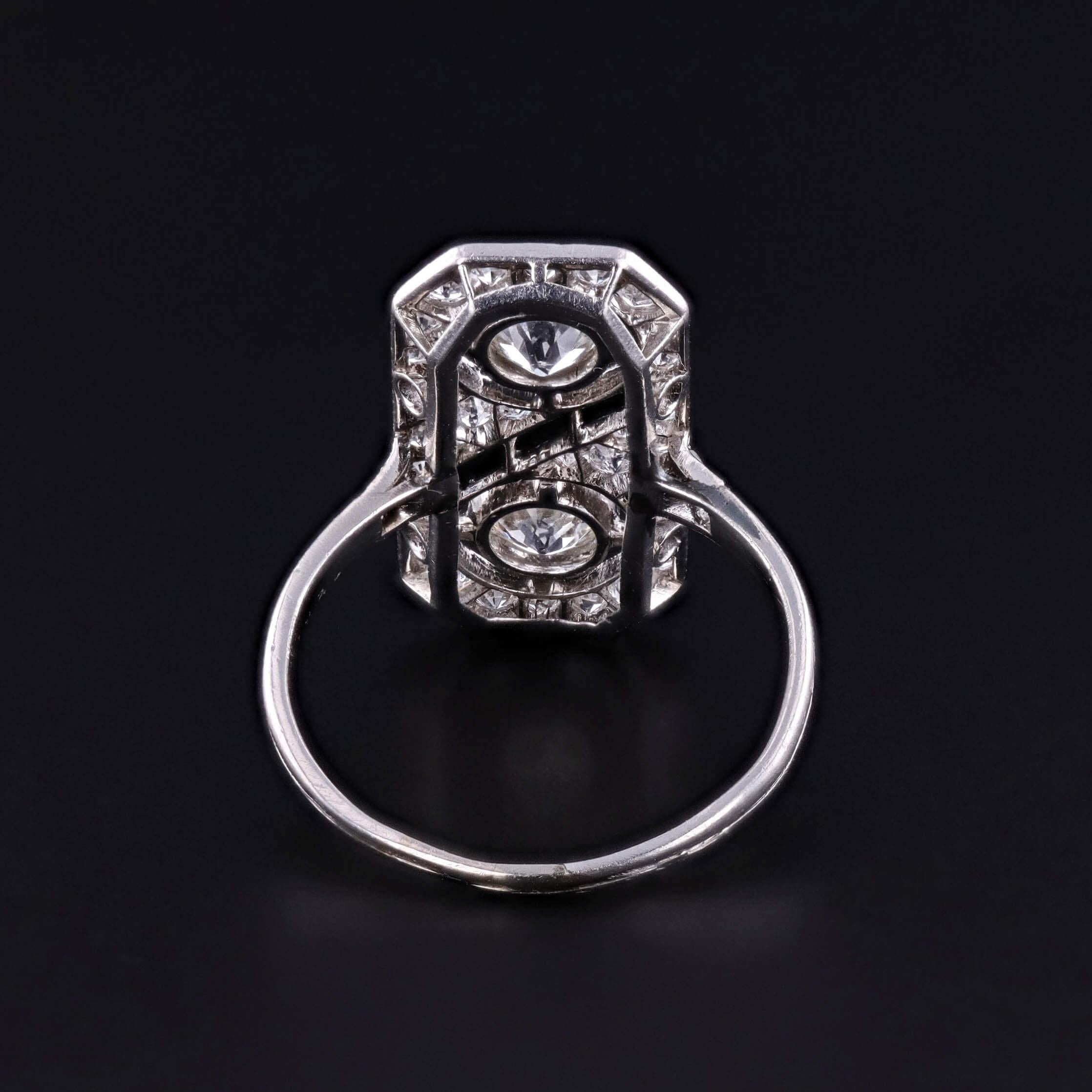 Art Deco Onyx and Diamond Ring of Platinum Bon état - En vente à Lewisburg, PA