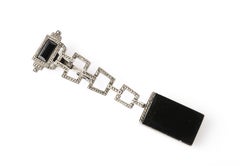 Art Deco Onyx and Marcasite Necklace or Brooch