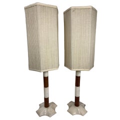 Art Deco Onyx and Teak Table Lamps, a Pair