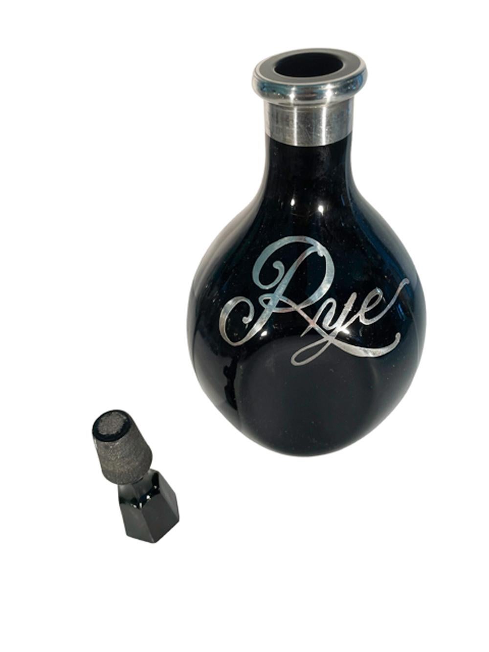 Art Deco Onyx Black Glass Silver Overlay 
