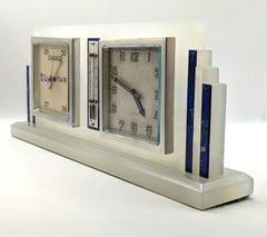 Art Deco Onyx Clock, Barometer And Thermometer, England, c1930