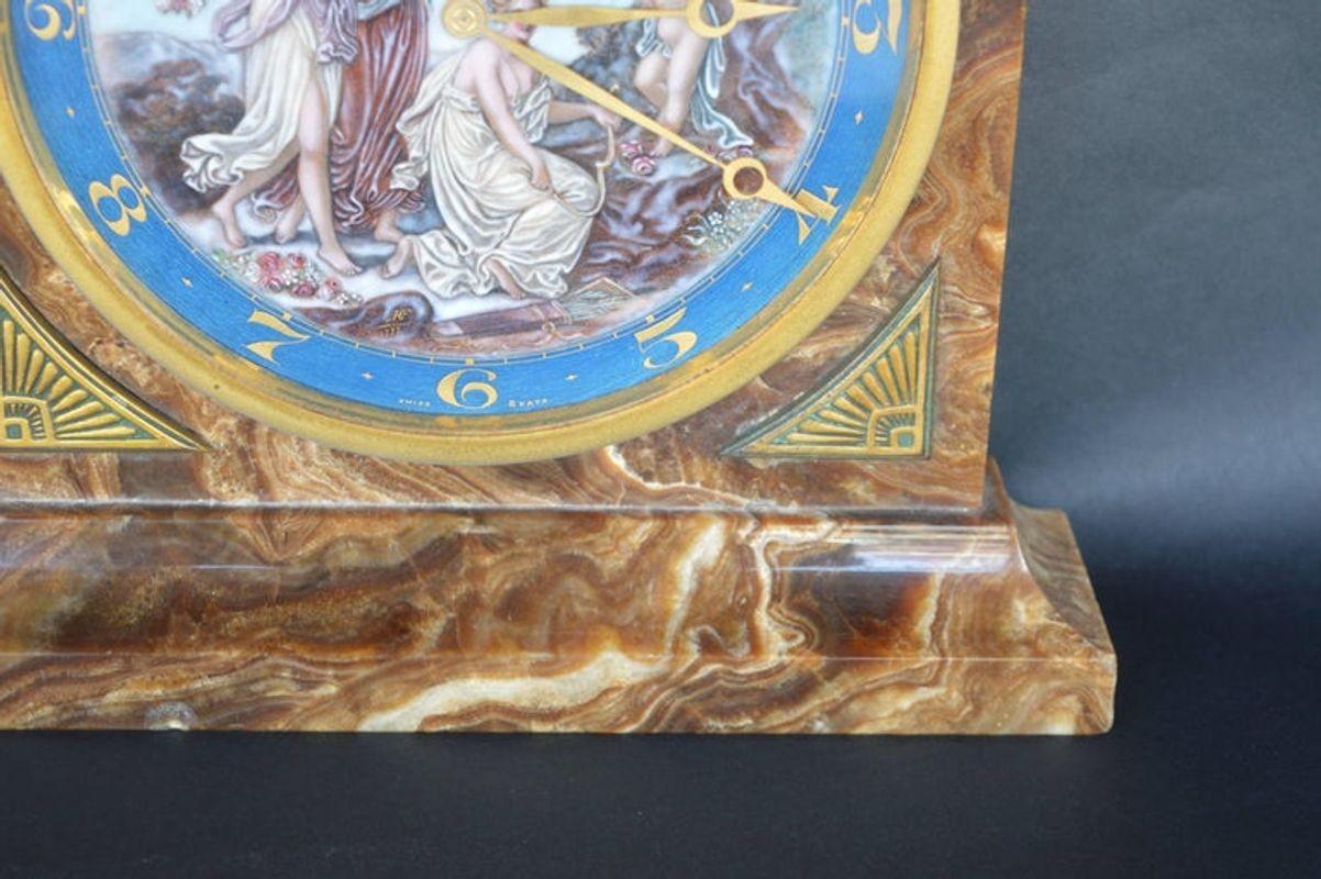 Art Deco Onyx Clock In Excellent Condition For Sale In Los Angeles, CA