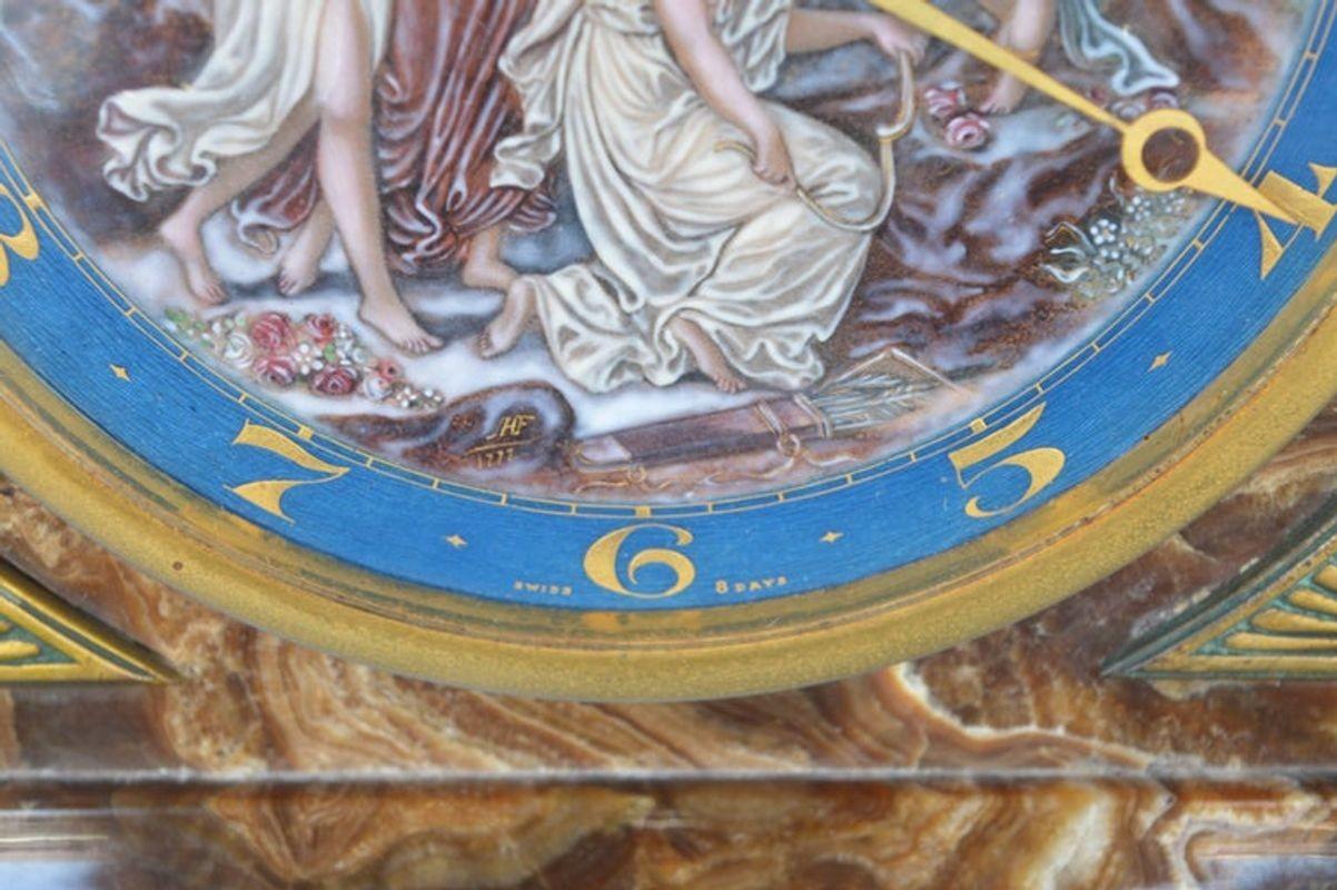 Art Deco Onyx Uhr (20. Jahrhundert) im Angebot