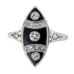 Art Deco Onyx Diamond Gold Ring
