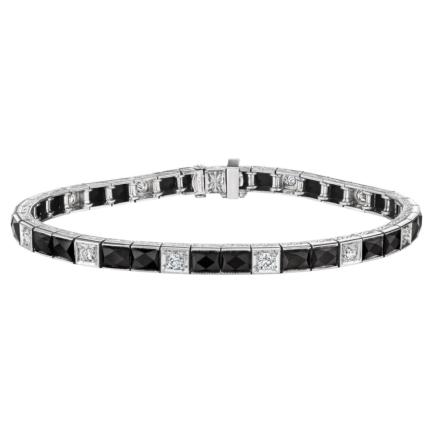 Art Deco Onyx Diamond Bracelet at 1stDibs onyx and diamond bracelet