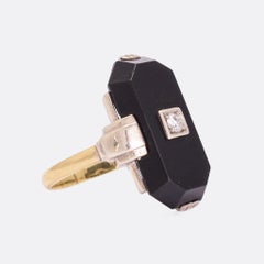 Art Deco Onyx Diamond Panel Ring