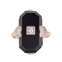 Art Deco Onyx Diamond Panel Ring