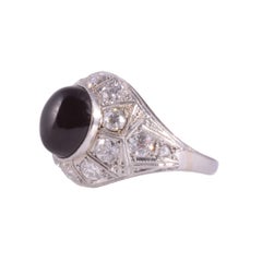 Art Deco Onyx & Diamond Platinum Ring