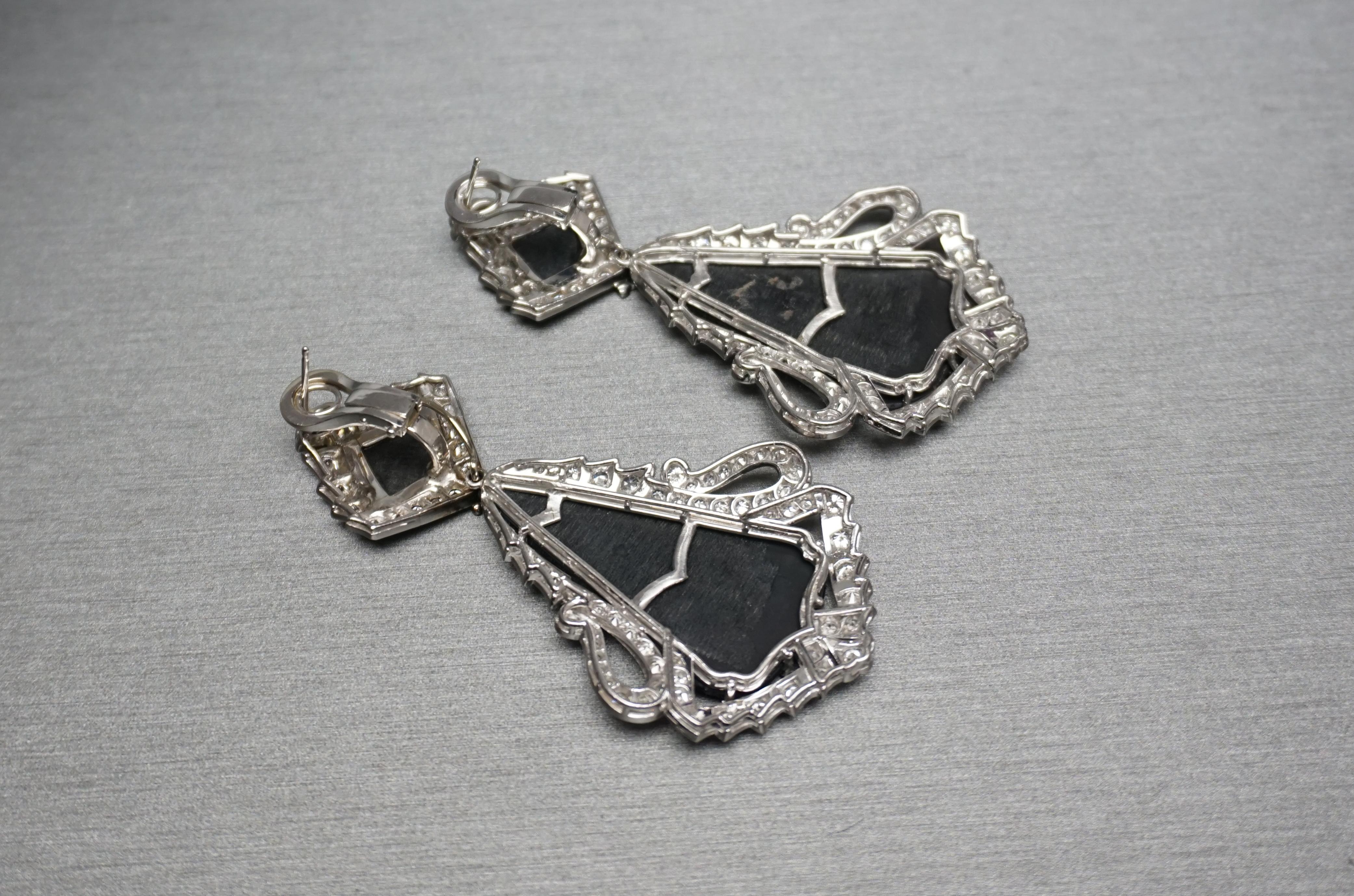 Women's Art Deco Onyx Earrings For Sale