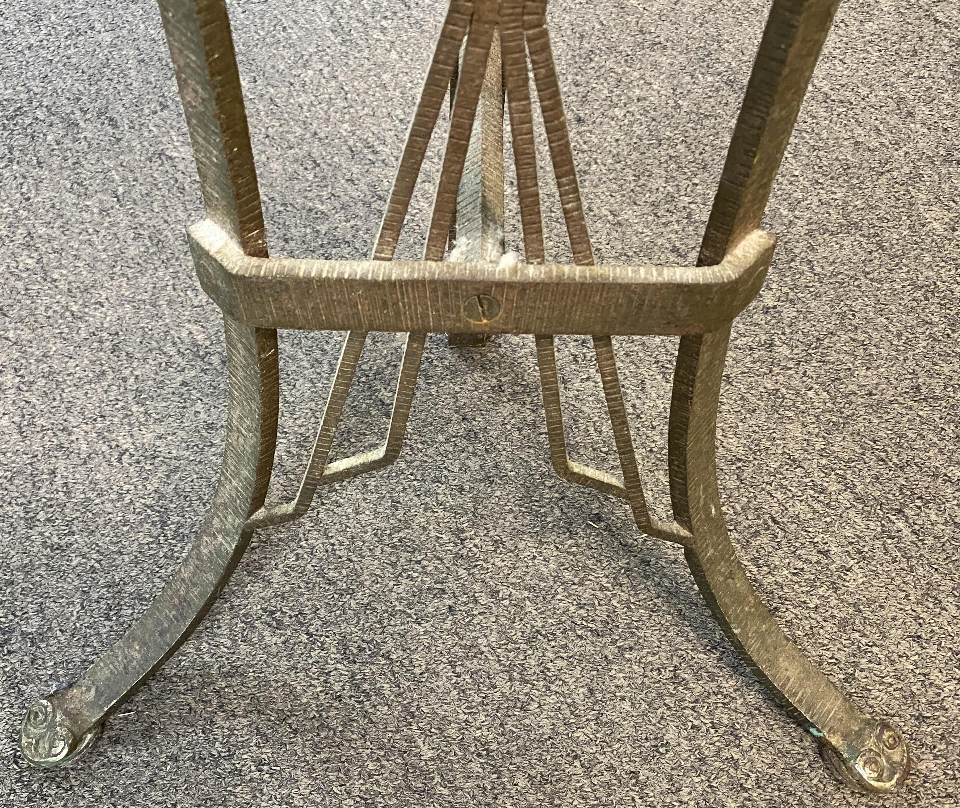 Art Deco Onyx Glass Top Demi Lune Console Table in the Manner of Oscar Bach For Sale 1