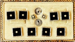 Art Deco Onyx Gold Cufflinks Studs Tuxedo Set, C.1920