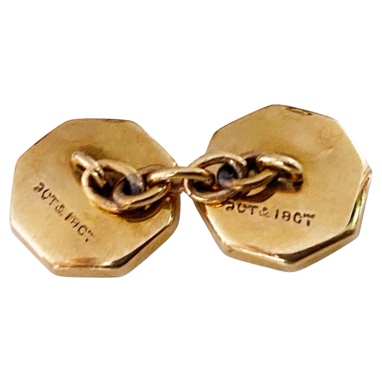 Art Deco Onyx Gold Cufflinks Studs Tuxedo Set, C.1920 In Good Condition For Sale In Toronto, ON