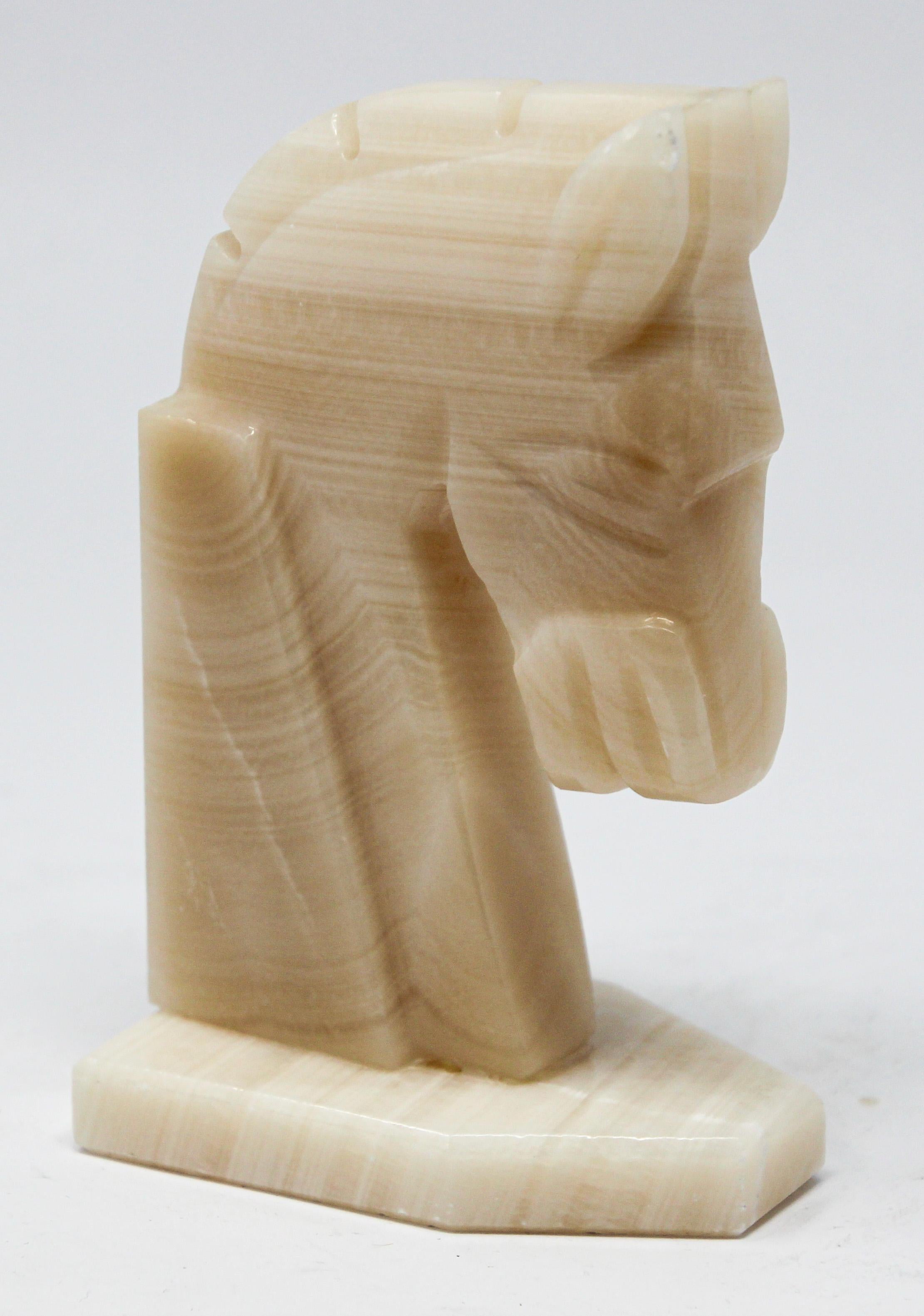 Art Deco Onyx Horse Head Paperweight In Good Condition In North Hollywood, CA